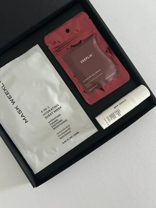 Probeerset - SPF 25 dagcrème (10ml)+ Hyaluronzuur Masker (25ml) + Collageen-Capsules (10g)